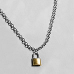 Two-Tone Padlock Necklace // 14K Gold Plated