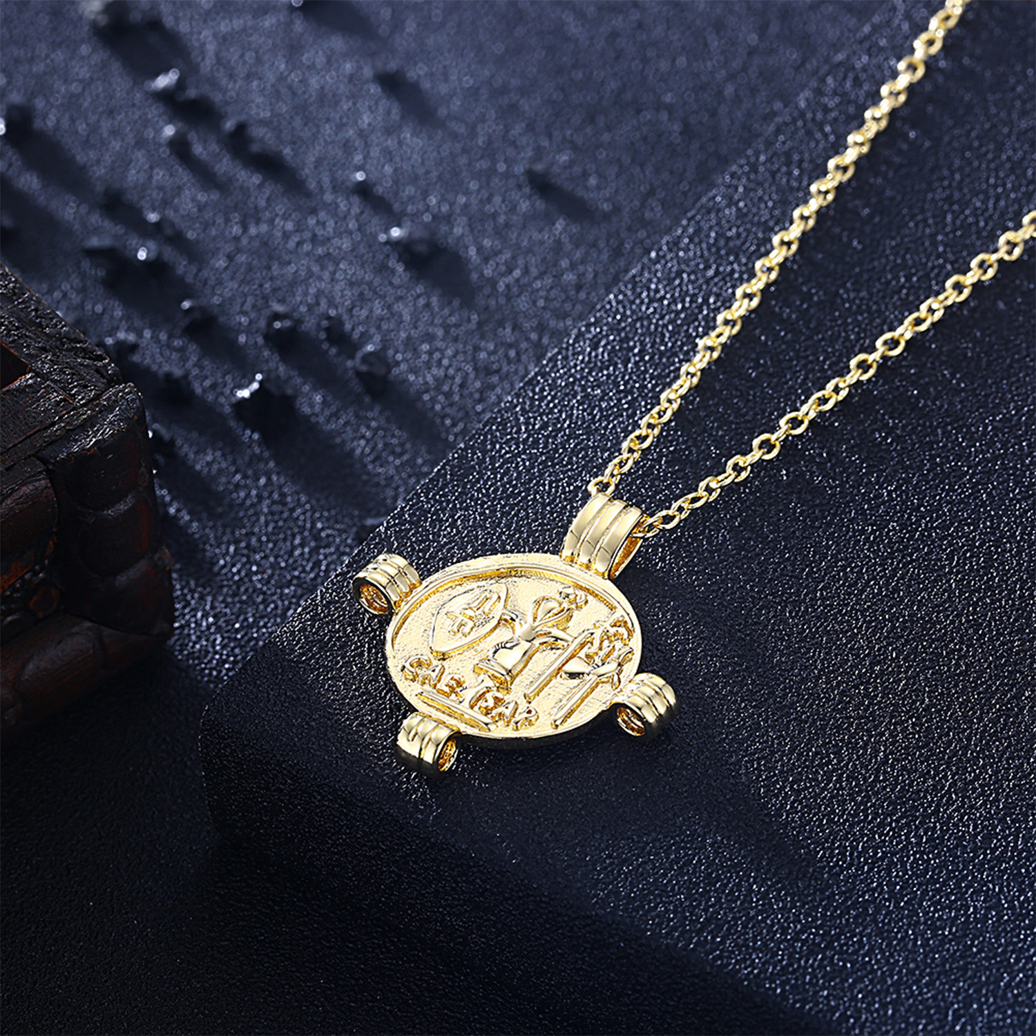Ancient Roman Design Pendant Necklace // 14K Gold Plated - Rubique ...