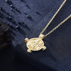 Ancient Roman Design Pendant Necklace // 14K Gold Plated