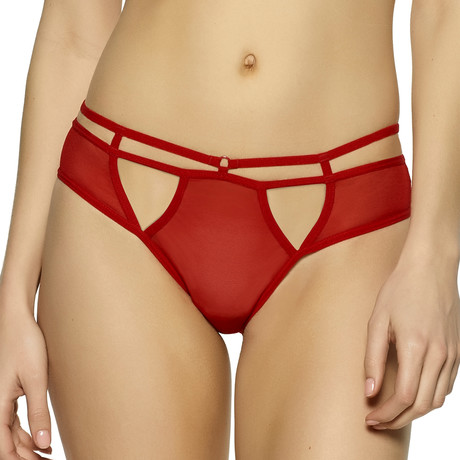 Kitty Strappy Mesh Bikini // Tango Red (XS)