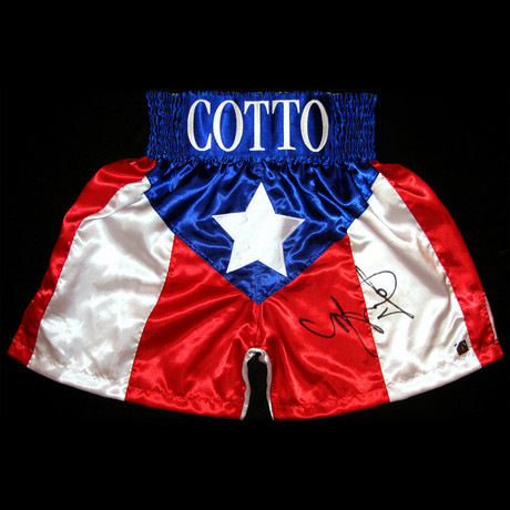 Miguel Cotto // Autographed Puerto Rican Flag Trunks