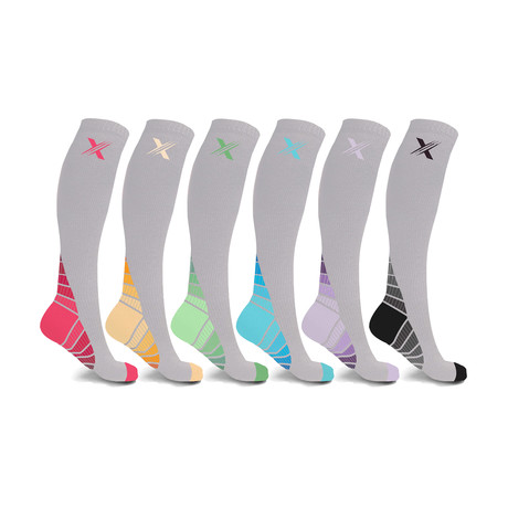 Sports Knee High Neon Compression Socks // 6-Pairs (Small  /  Medium)