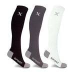 XTF Solid Color Knee High Compression Socks // 3-Pairs (Small / Medium)