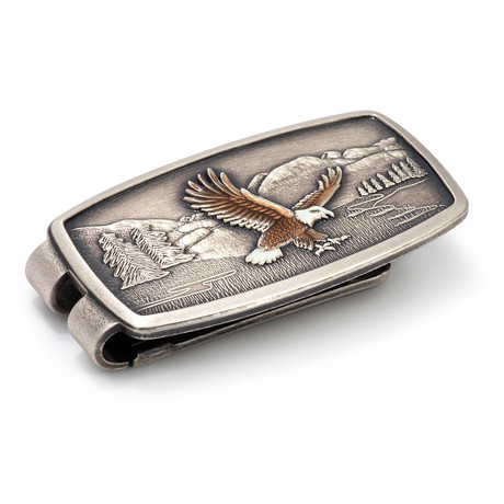 Enamel Eagle Money Clip Double Spring Action Medium - 