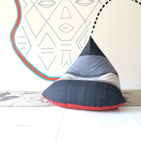 Handloom Cotton Beanbag // Unfilled // Chalky Waters + Rust