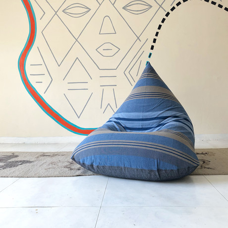 Handloom Cotton Beanbag // Unfilled // Istanbul + Charcoal