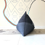 Handloom Cotton Beanbag // Chalky Waters + Charcoal