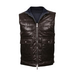 Reversible Leather Vest // Brown (XL)