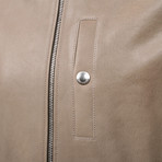 Leather Bomber Jacket // Taupe (M)