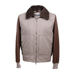 Elrond Shearling Fur Collar Leather Jacket // Brown + Taupe (M)