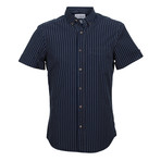 Brunello Cucinelli // Leisure Fit Short Sleeve Stripe Shirt // Navy (2XS)