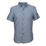 Linen Chambray Short Sleeve Shirt // Blue (M)