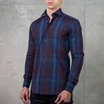 Pace After-Hours Dress Shirt // Blue + Burgundy (M)