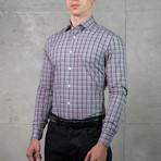 Jensen Business Dress Shirt // Gray + Pink + Black (US: 15.5A)
