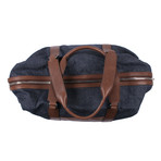 Two-Tone Duffle Travel Bag // Denim Blue + Brown