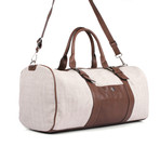 Two-Tone Duffle Travel Bag // Tan + Brown