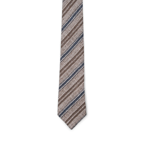 Two-Tone Stripe Silk Tie // Brown + Blue