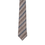Two-Tone Stripe Silk Tie // Brown + Blue