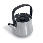Teapot + Strainer (Silver + Black Handle)