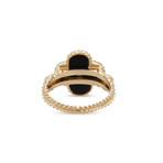 Vintage Van Cleef & Arpels 18k Yellow Gold Vintage Alhambra Diamond + Onyx Ring // Ring Size: 7.25