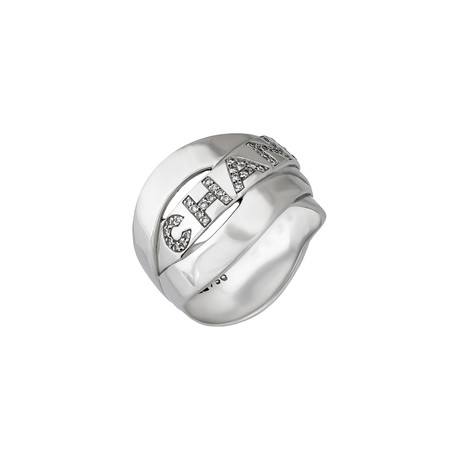 Vintage Chanel 18k White Gold Diamond Ring // Ring Size 8.25
