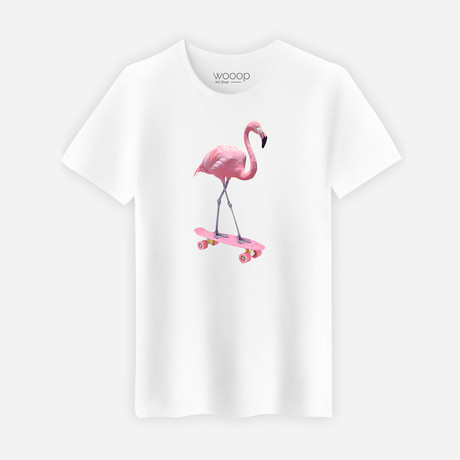 Skate Flamingo T-Shirt // White (Small)