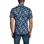 Short Sleeve Button-Up Shirt // Navy Print (XL)