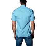 Short-Sleeve Button-Up Shirt // Blue + Teal (S)