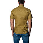 Mini Gingham Short-Sleeve Button-Up Shirt // Yellow + Black (2XL)