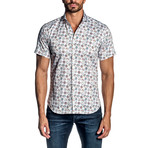 Woven Short Sleeve Button-Up Shirt // White (M)