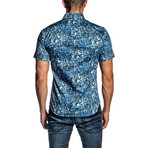 Short Sleeve Button-Up Shirt // Blue Faces (XS)