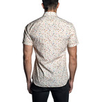 Short Sleeve Button-Up Shirt // Beige Fish + Seashells (2XL)