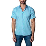 Short-Sleeve Button-Up Shirt // Blue + Teal (2XL)