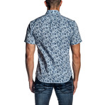 Short Sleeve Button-Up Shirt // Light Blue Print (L)