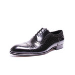 Cap Toe Dress Shoes // Black Croco (Euro: 45)