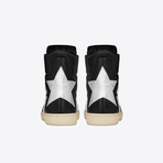 Saint Laurent // Star Leather High-Top Sneaker // Black + Silver (Euro: 42)