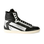 Saint Laurent // Star Leather High-Top Sneaker // Black + Silver (Euro: 43.5)