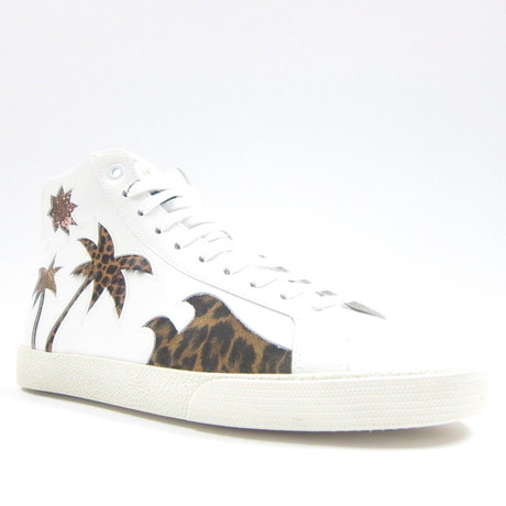 Saint Laurent // Wolly Cheetah Hi-top Sneakers  // White (Euro: 40)
