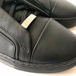 Brioni // Crocodile Trim Leather Sneakers // Black (UK: 7)