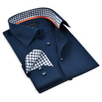 Button-Up Shirt I // Navy + Navy Check (XL)
