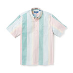Variegated Stripe Short Sleeve Button-Up // Multicolor (XL)