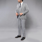 Melvin Slimfit Checked 3-Piece Vested Suit // Gray (Euro: 56)