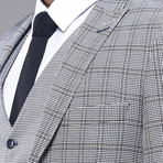 Melvin Slimfit Checked 3-Piece Vested Suit // Gray (Euro: 42)