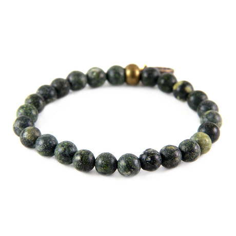 Stretch Bracelet // Russian Serpentine + Brass Bead