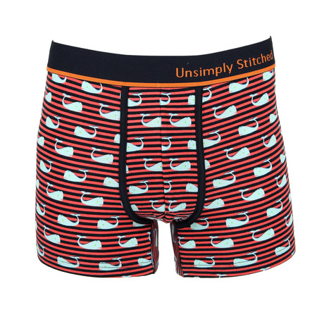 Whales Boxer Trunk // Red + Black (S)