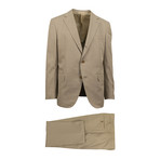 3 Roll 2 Button Trim Fit Cotton Suit // Tan (Euro: 44S)