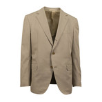 3 Roll 2 Button Trim Fit Cotton Suit // Tan (Euro: 44S)
