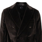 Velvet Double Breasted Slim Fit Suit // Brown (Euro: 44S)