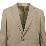 3 Roll 2 Button Trim Fit Cotton Suit // Tan (Euro: 44S)
