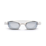 Men's Dive 02 Swim Goggles // White + Silver Mirror